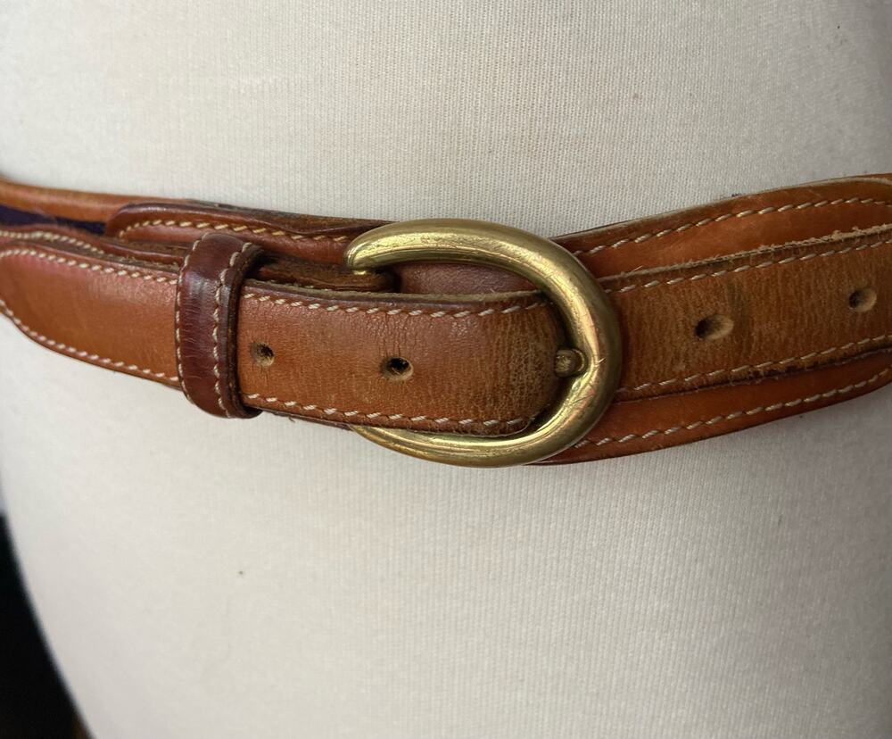 Vintage DOONEY & BOURKE Navy/Red Belt w/Tan Leather Trim Womens sz 40
